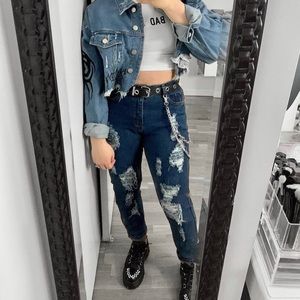 Dolls Kill distressed mom blue jeans. Size M.